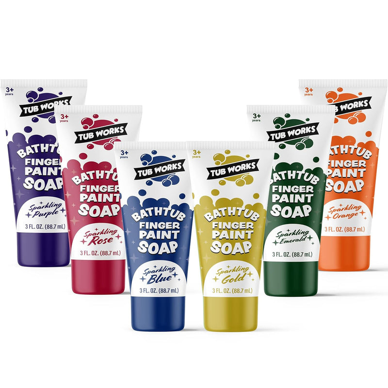 Bathtub Finger Paint Soap, Shimmer Colors 6 Pack Non Toxic Washable Bathtub