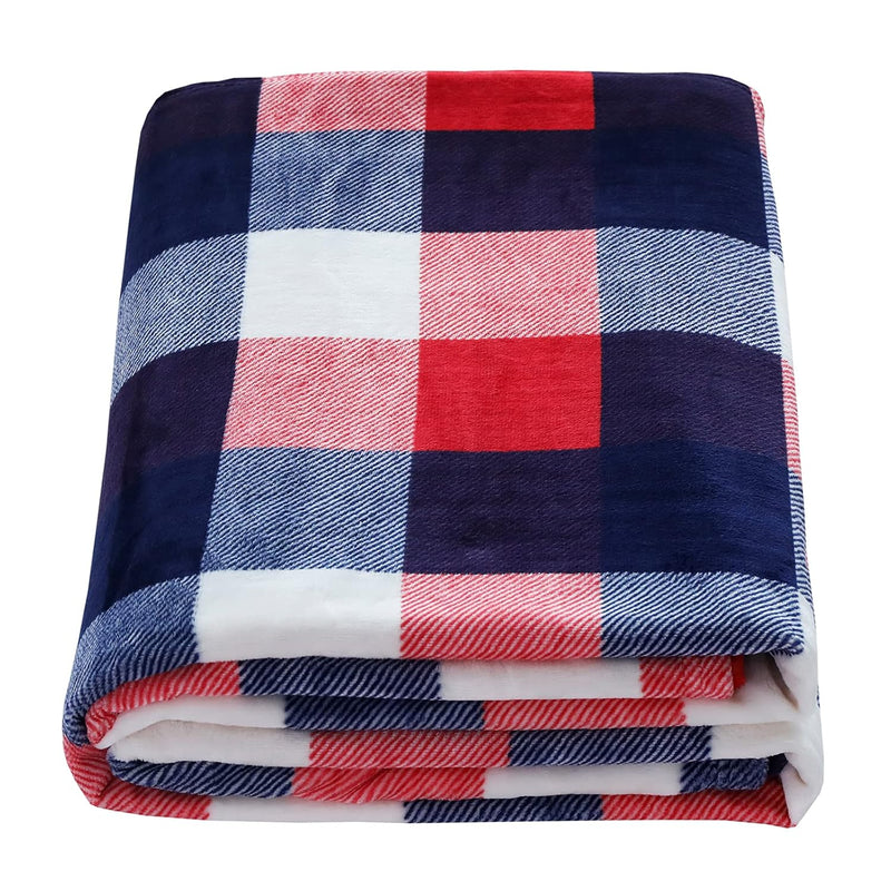 Buffalo Plaid Flannel Fleece Throw Blanket 60 × 80 Inches, Soft Lightweight Co