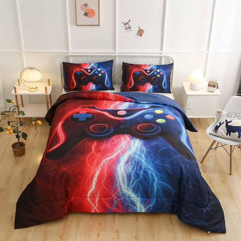 Gamer Gaming Bedding Sets Tie Dye Lightnings Gamepad Comforter Set For Boys Ga