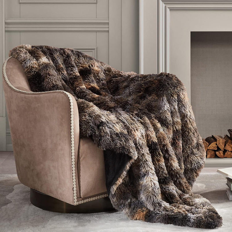 Faux Fur Throw Blanket 650Gsm - Fuzzy Plush Soft Sherpa Fleece Blanket, Fluffy