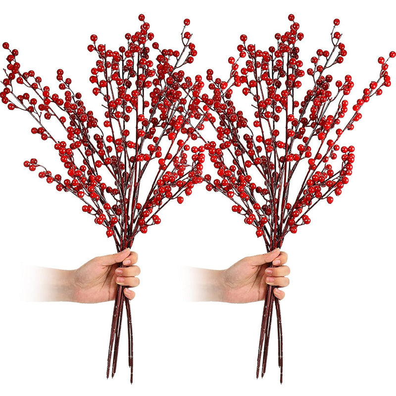Artificial Red Berry Stems 21.6 Inch Christmas Red Berries Holly Berry Branche