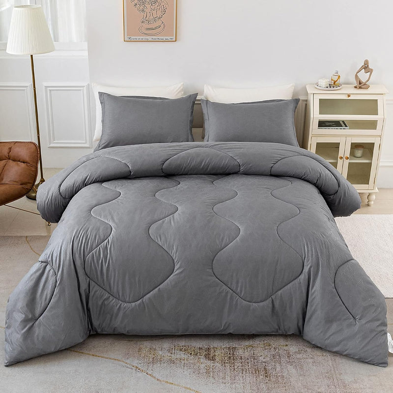 Queen Size Comforter Set 3 Pieces, Down Alternative Lightweight Bedding Comfor