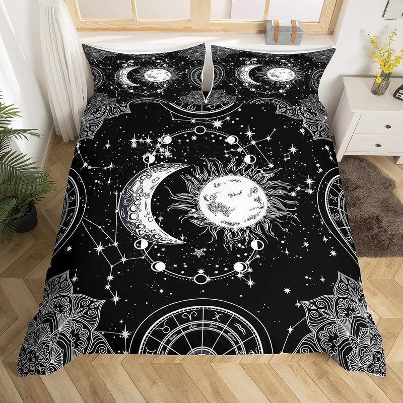 Sun And Moon Bedding Set Constellation Galaxy Comforter Set Cover For Kids Boy