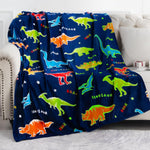 Glow in the Dark Dinosaur Blanket for Kids, Soft 50 x 60 Inch Throw Blanket