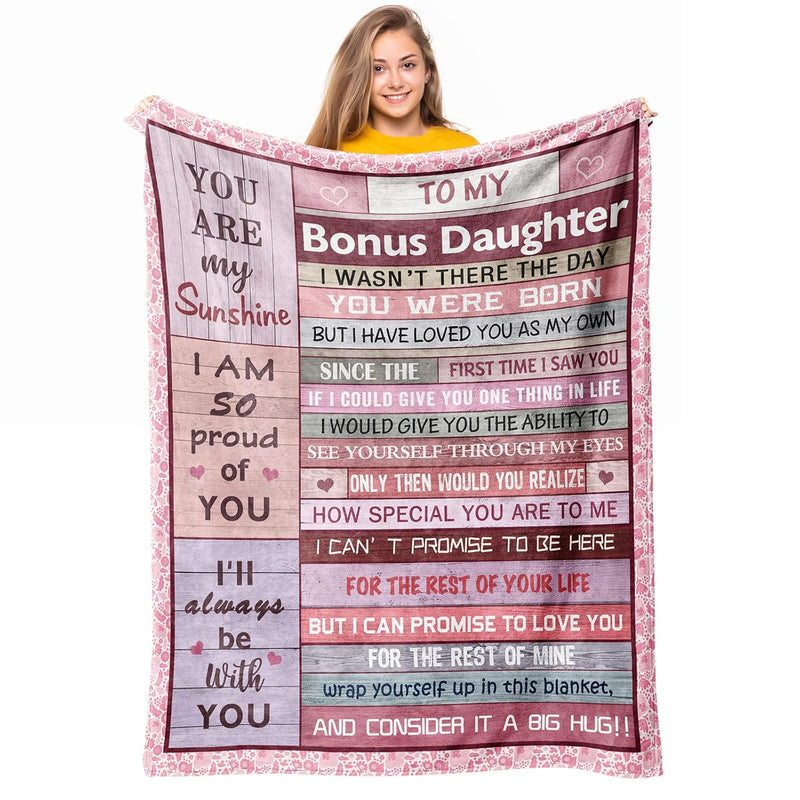 To My Bonus Daughter Gifts Throw Blanket 60" X 50", Step Daughter Gifts From S