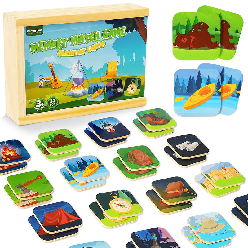 Memory Matching Game For Kids 32Pc Summer Camp Concentration Memory Card Match