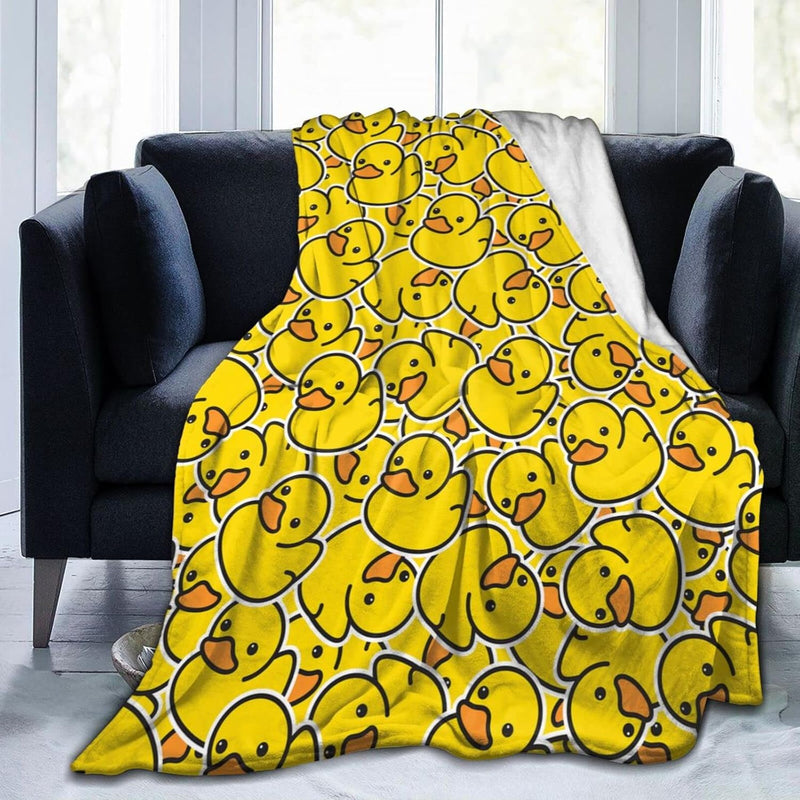 Cute Rubber Duck Throw Blanket Ultra Soft Warm All Season Yellow Cartoon Ducks