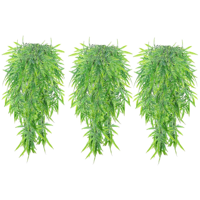Garland Hanging Vines 3 Pc Artificial Fern Marijuana Leaves 32 Inch Fake Weed