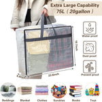4 Pack Blanket Storage Bags, 75l Extra Large XL Clear Storage Bags with Zipper, Zippered Storage Bags for Blankets, Quilts, Clothes, Comforter, Bedding and Pillows