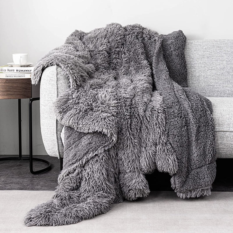 Faux Fur Blankets Queen Size 60X80 Inches, Super Soft Fuzzy Fluffy Blanket, Wa