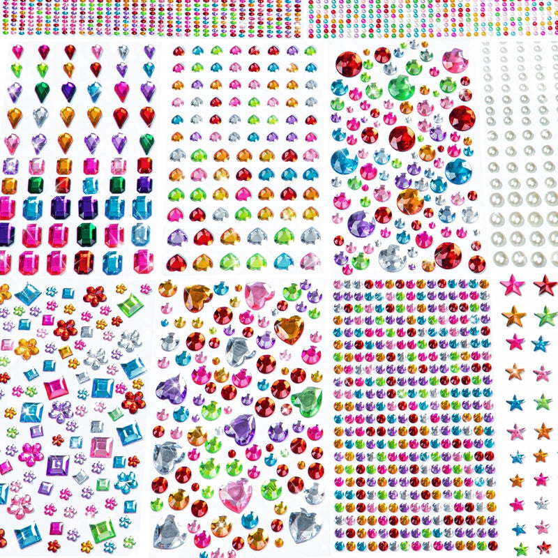 3062 Pcs Self-Adhesive Gem Stickers, Heart Rhinestones for Face Jewelry & DIY Crafts