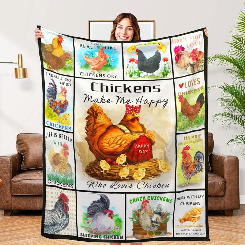 Cute Chicken Blanket, Soft Fuzzy Flannel Plush Chicken Gifts Throw Blanket For