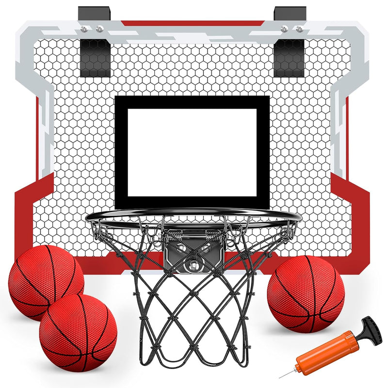 Mini Basketball Hoop Indoor, Door Basketball Hoop With 3 Balls & Inflator, Bas