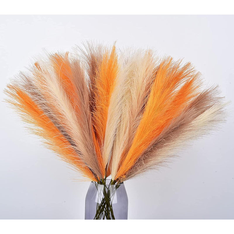 Faux Pampas Grass Decor Short - 12 Pcs Artificial Pampas Grass Fluffy Pompas F