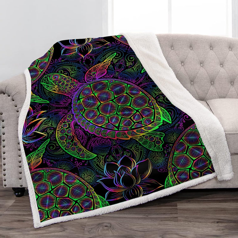 Turtles Blanket For Adults Kids - Soft Sea Turtle Fleece Blankets Plush Cozy U