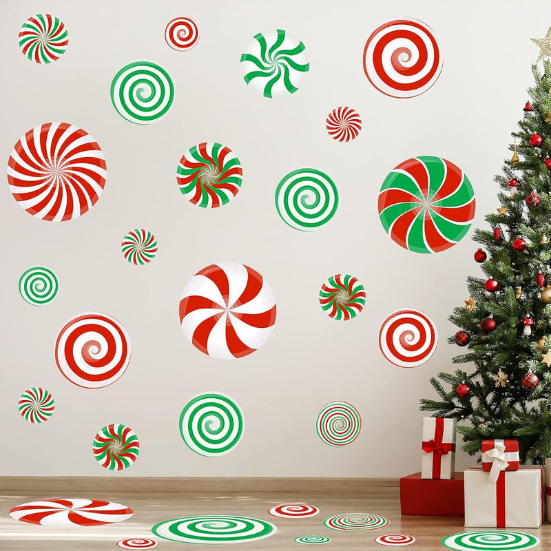 77 Pcs Christmas Candy Decals Christma Peppermint Wall Decoration Christmas Ca