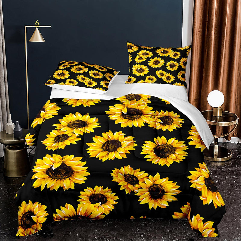Black Sunflowers Comforter Set Queen Size Black Yellow Comforter Yellow Flower
