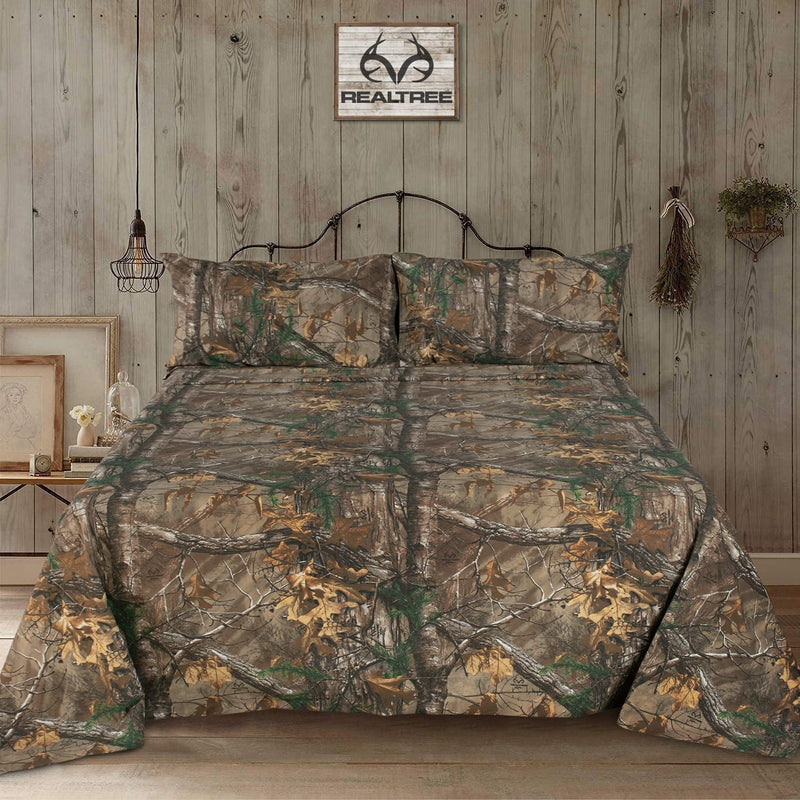 Realtree Xtra Camo Bedding Full Sheet Set Polycotton Fabric, Super Soft, Easy