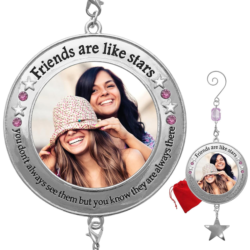 Friends Are Like Stars Photo Ornament - Christmas Picture Holder Ornament For