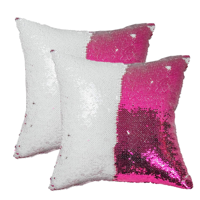 Sublimation Sequin Pillow Case Blanks 16''X16'' 2Pcs Hot Pink Flip Reversible