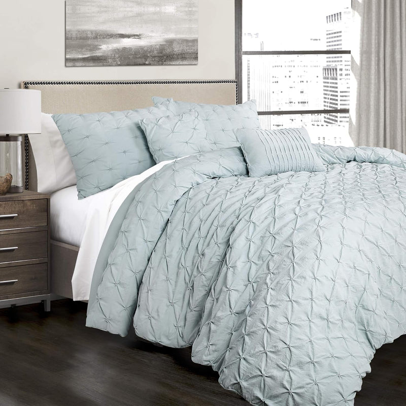 Ravello Pintuck Comforter Set - Luxe 5 Piece Textured Bedding Set - Traditiona
