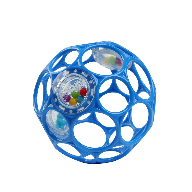 Bright Starts Oball Easy-Grasp Rattle BPA-Free Infant Toy in Blue, Age Newb