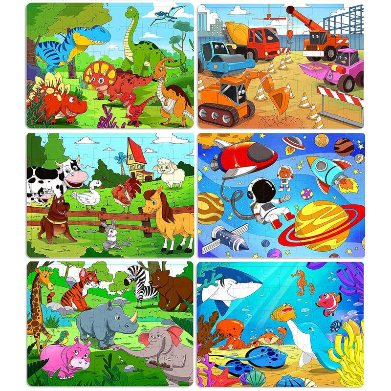 Puzzles For Kids Ages 4 8, 6 Pack Wooden Jigsaw Puzzles 60 Pieces Preschool