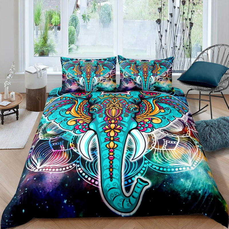Elephant Duvet Cover Boho Exotic Style Elephant Bedding Set For Kids Boys Girl