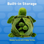 PREXTEX Plush Toys Turtle Stuffed Animal w/ 3 Baby Stuffed Turtle - Big Turtle with Zipper - 3 Little Baby Turtle Plush - Turtle Toys for Kids 3-5 - Turtle Toy - Thoughtful Gift for Turtle Lovers