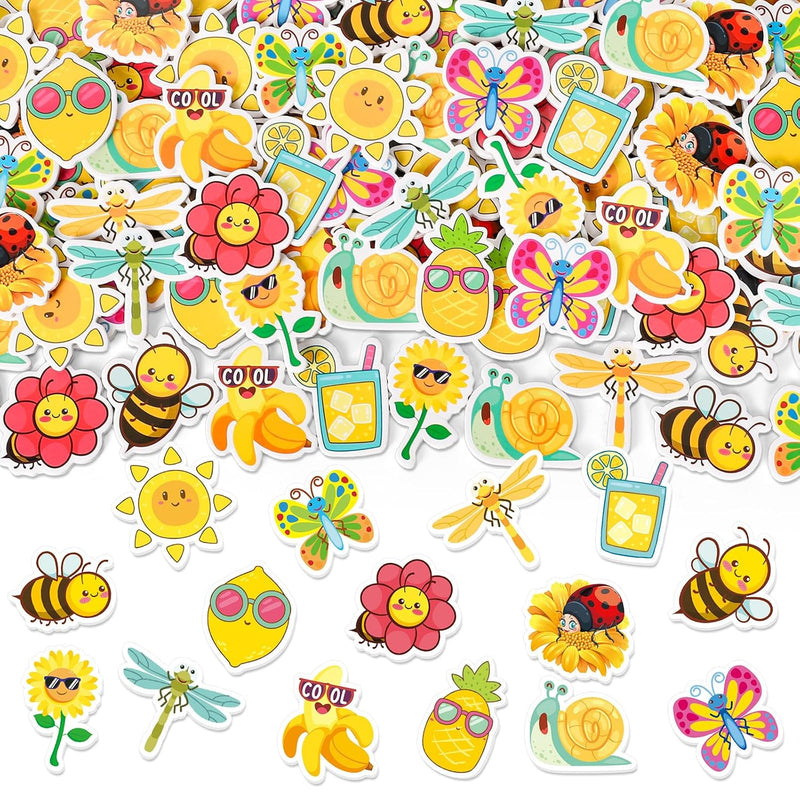 300 Pcs Summer Foam Stickers, 15 Designs with Bees, Suns, Fruits & Flowers