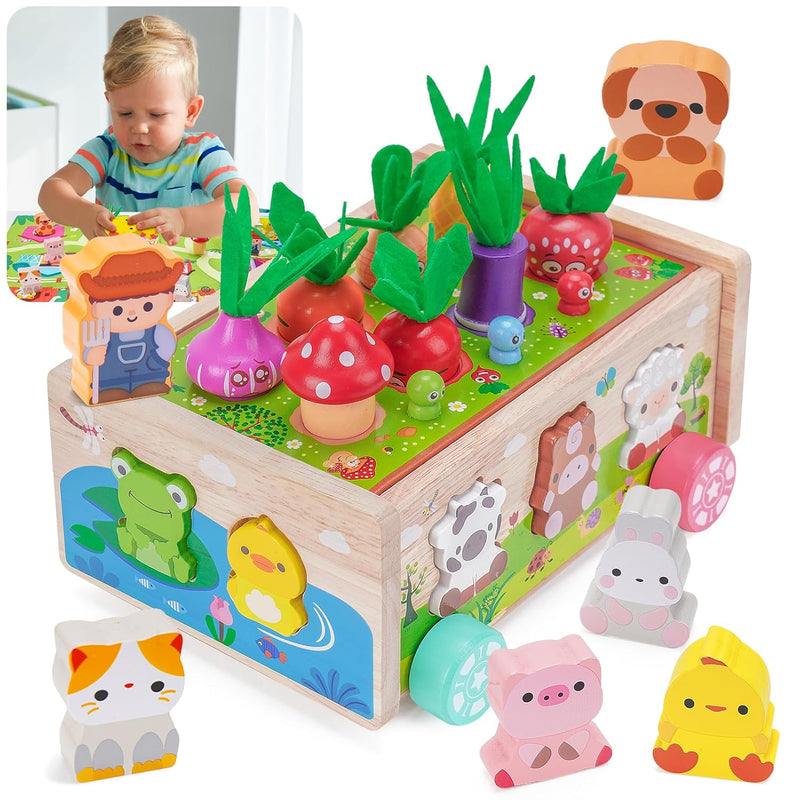 Montessori Wooden Farm Toys: Toddler 12 18 Months Toy With Game Map For 1 2