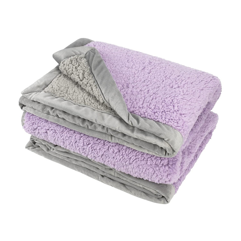 Reversible Lavender Sherpa Throw Blanket, Super Soft Fluffy Blanket For Couch,