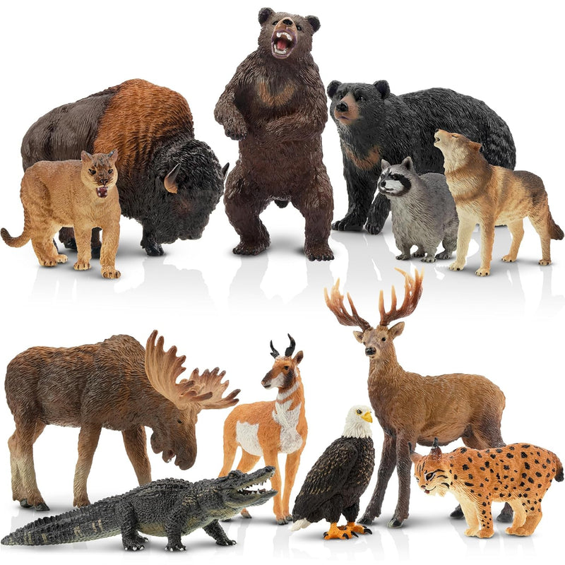 Toymany 12PCS North American Forest Animal Figurines, Realistic Jungle Anim