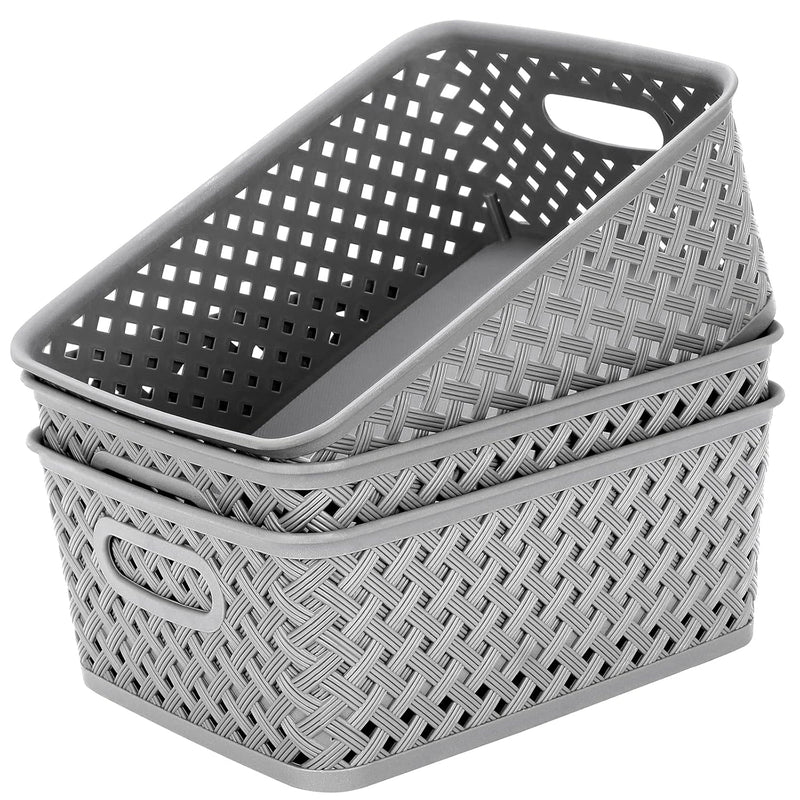 Organization And Storage 3 Packs, Plastic Storage Bins Organizer Bins, Woven Bas