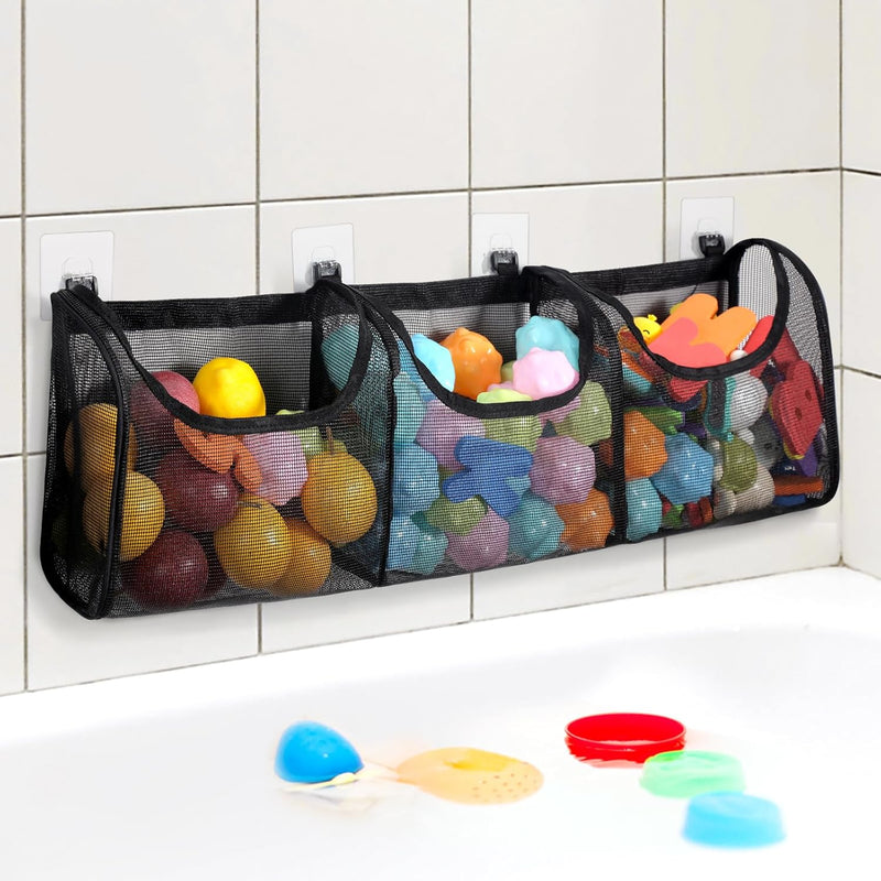Bath Toy Storage, Bath Toy Holder, 3 Compartment Large Openings Bath Toy Or