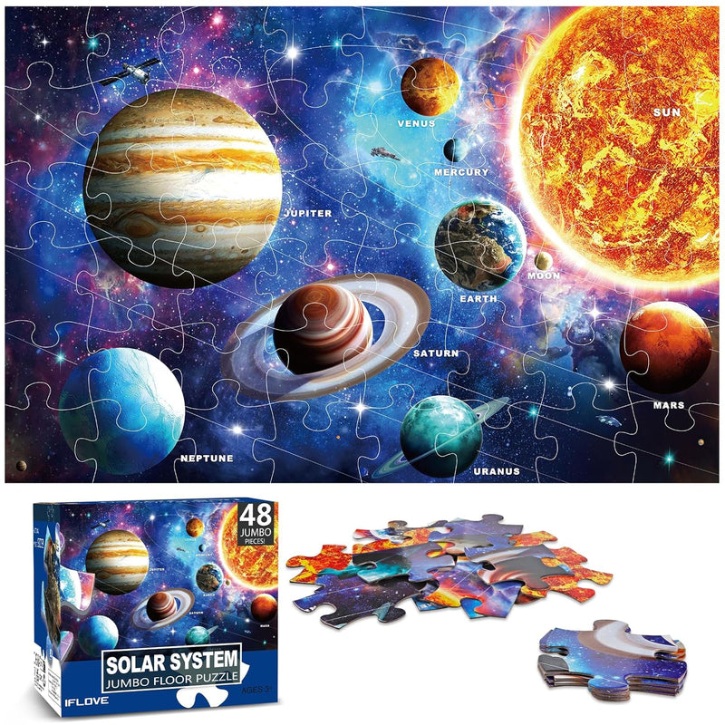 Jumbo Floor Puzzle For Kids Ages 4 8,Solar System Jigsaw Puzzles,48 Piece S