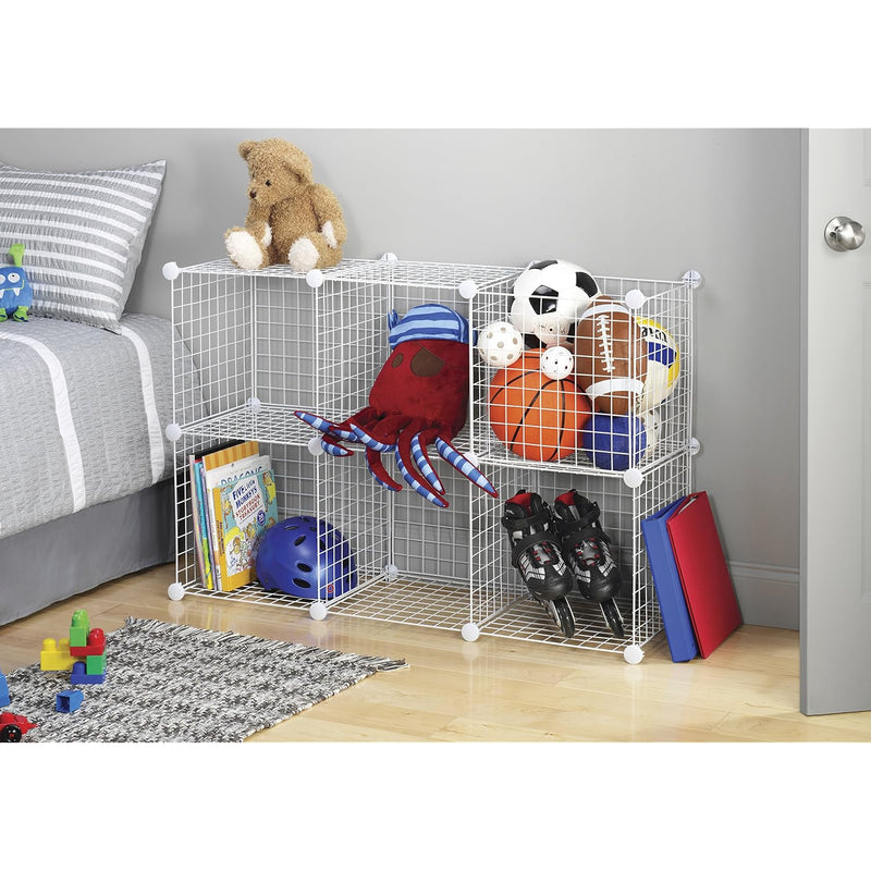 Storage Cubes Stackable Interlocking Wire Shelves -White (Set Of 4)