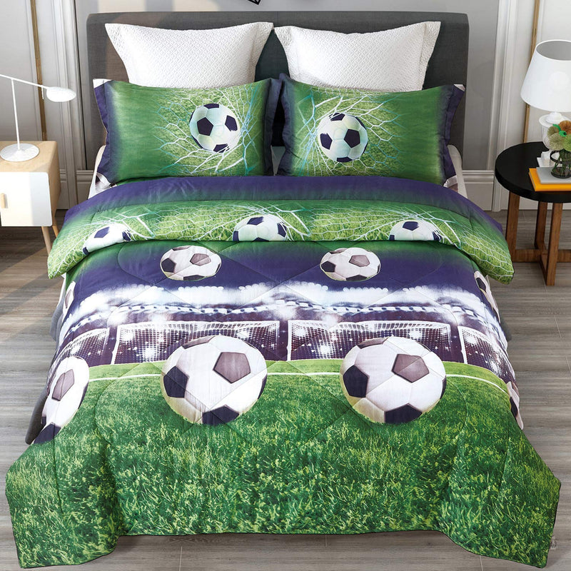 Special 3D Soccer Bedding Twin Football Comforter Set For Kids Cool Duvet Ligh