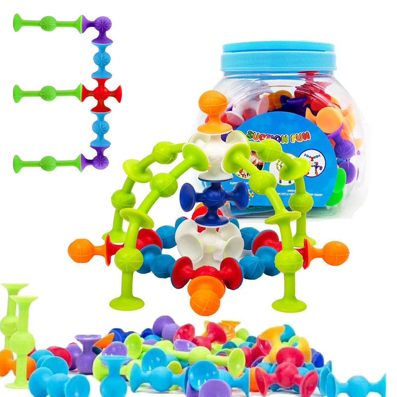 48 Piece Suction Cup Toys Construction Set Silicone Building Blocks Diy Fun