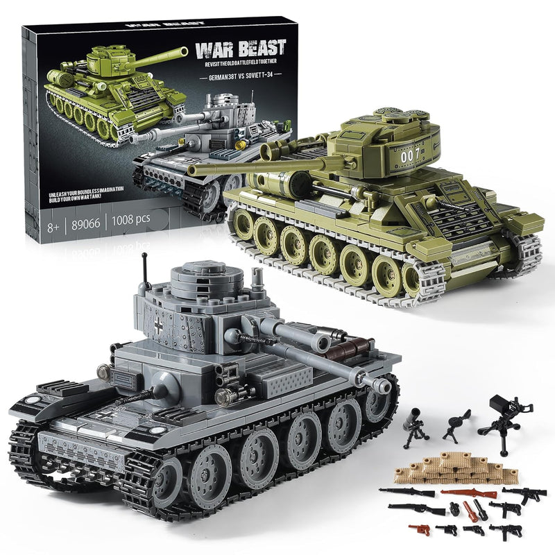 Ww2 Army Tanks Toy Building Kit, Create A Soviet T 34 Tank & A German Panze