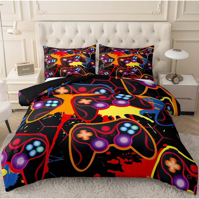 Gaming Bedding Set Twin Size Gamer Comforter Set For Boys Girls Kids Teens Col