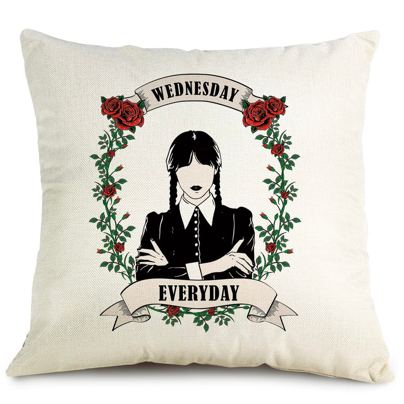 Addams Movie Throw Pillow Cover, Addams Wednesday Fans Gift Addams Movie Merch