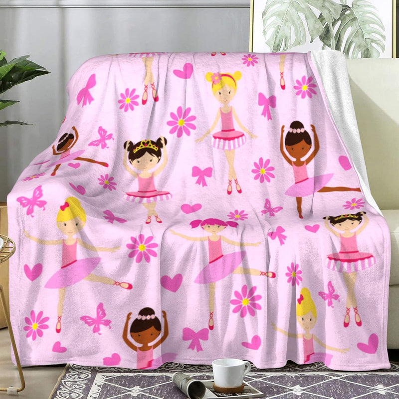 Cute Girl Ballerina Blanket Super Soft Warm Flannel Throw Blankets Dance Blank