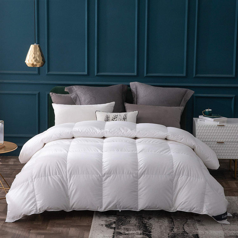 Goose Down Comforter King Size All Season 100% Cotton Cover,400 Thread Count,4