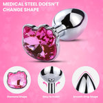 3Pcs Set Luxury Stainless Steel Metal Anal Toy Pink Hello Kitty Shaped Anal Training Unisex For Beginners