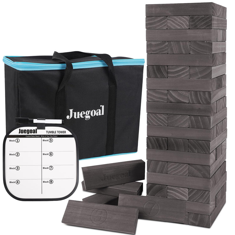 Juegoal 54 Piece Giant Tumble Tower Grey for Adult Kids Family, Wooden Bloc