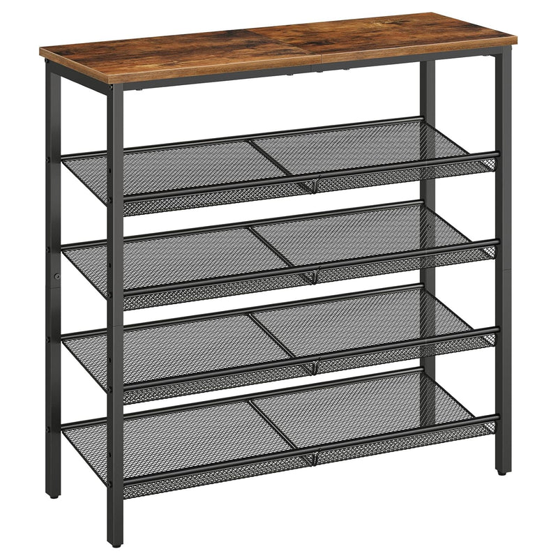 Shoe Rack, 5-Tier Shoe Storage With Adjustable Mesh Shelves, 16-20 Pairs Of Shoe