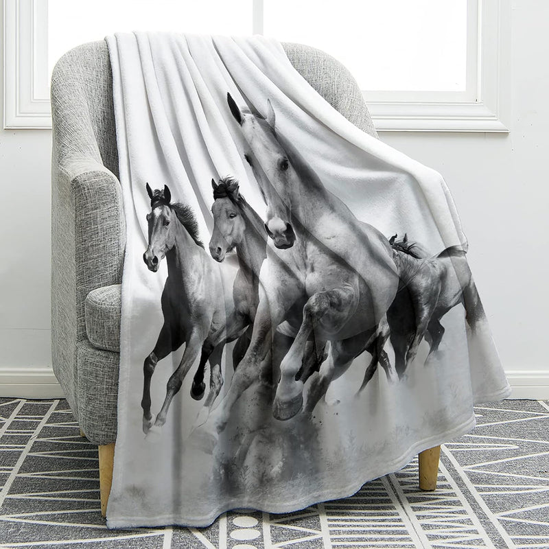 Horse Flower Blanket Cozy Soft Comfort Blanket Horses Running In Dust Print Th