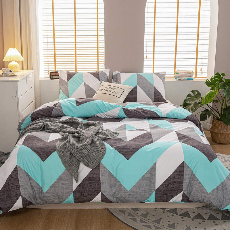 Teal Comforter Set King Size Grey And Teal Bedding Set Zig Zag Geometric Chevr