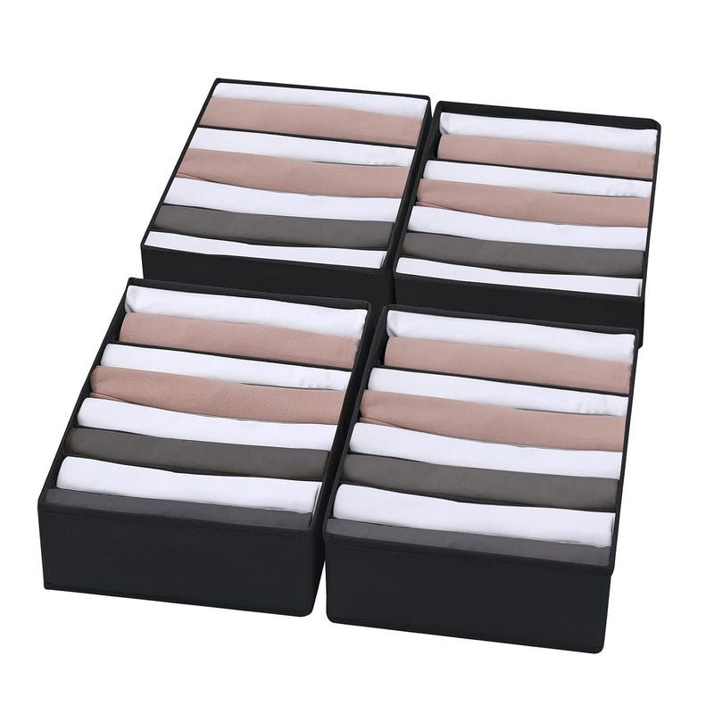 4 Packs T-Shirt Drawer Organizers For Clothing,8 Grids Compartment Storage Box W